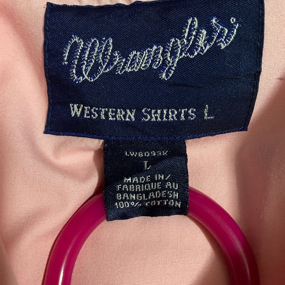 Girls Wrangler Long Sleeve Button Up, Large, Baby Pink - Picture 4 of 4